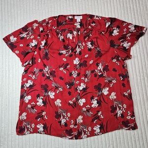 Liz Claiborne Red Floral Blouse
